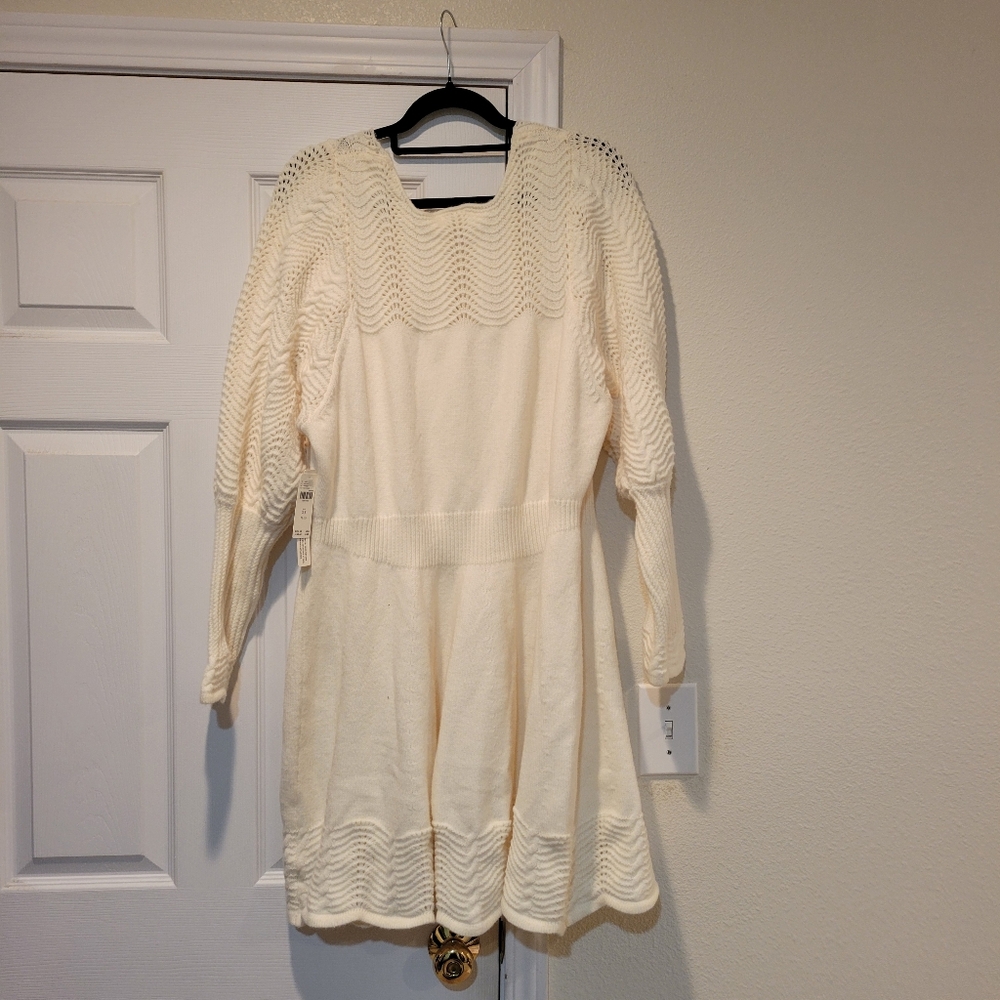 NWT Anthropologie Pointelle Sweater Dress Cream Size 3X *50% OFF BUNDLES*